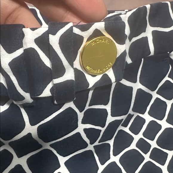 Michael Kors Women Navy white Geometric abstract Print Pants Gold Button S10 - Picture 5 of 7